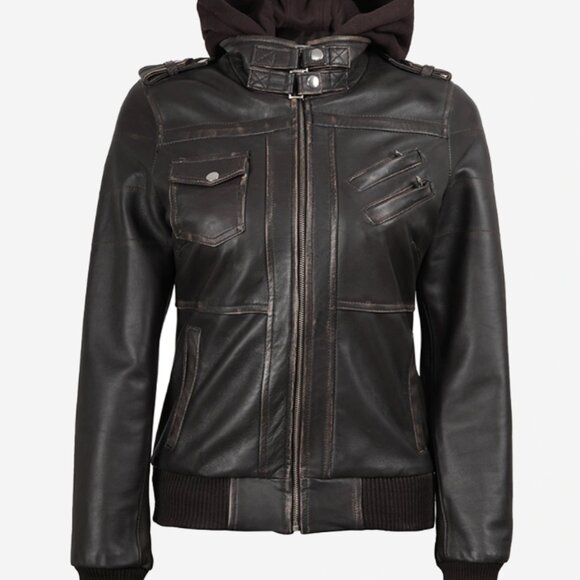 Distressed Style 100% Leather Bomber Jacket – New - Picture 4 of 14